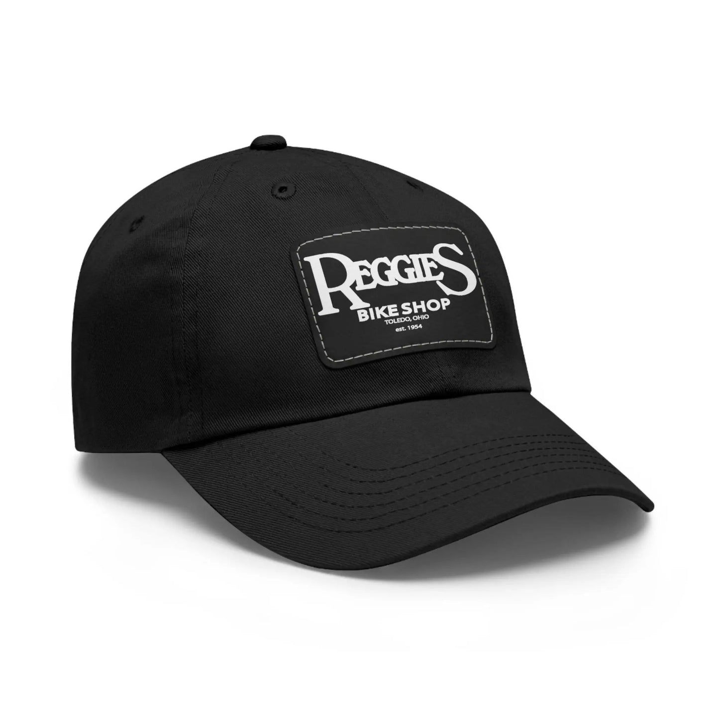 Leather Patch Dad Hat - Reggies Bike Shop Baseball Cap Printify