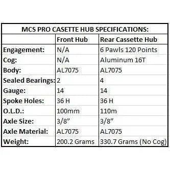 MCS Hubset Pro Cassette BMX - Reggies BMX