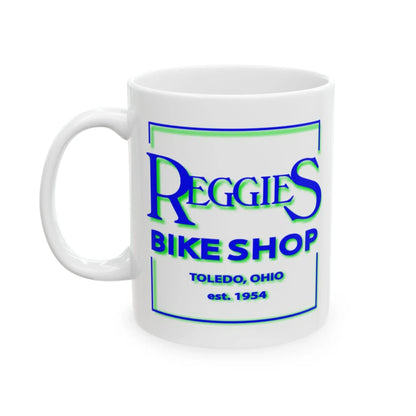 Reggie's Mug Ceramic 11oz/15oz Blue/Green Logo Printify