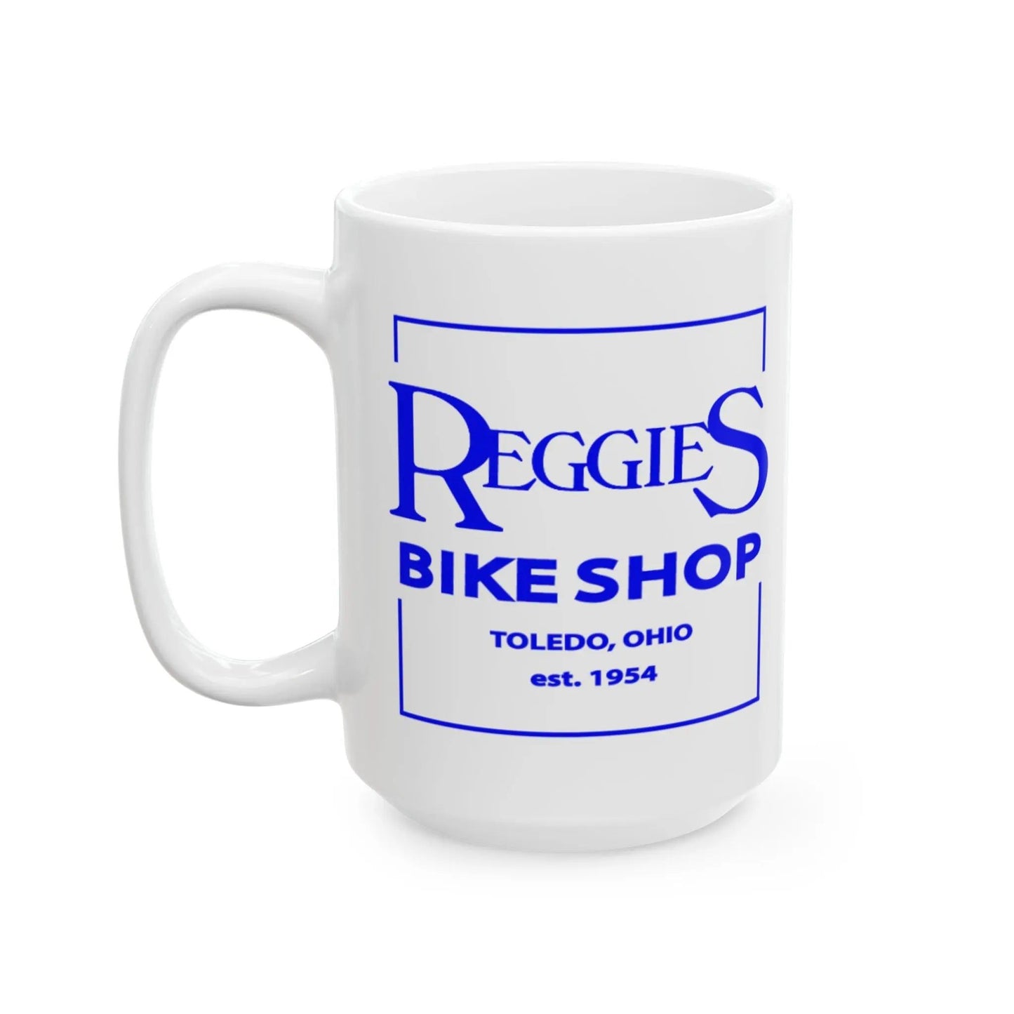 Reggie's Mug Ceramic 11oz/15oz Blue Logo Printify