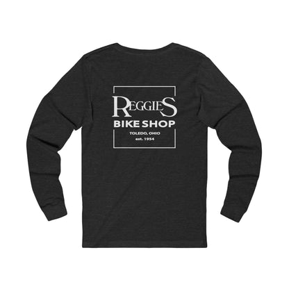 Reggies Bike Shop  Adult Jersey Long Sleeve Tee Printify