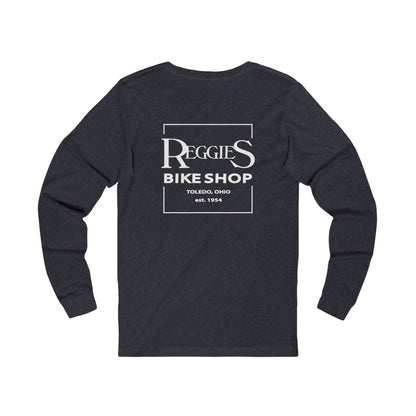 Reggies Bike Shop  Adult Jersey Long Sleeve Tee Printify