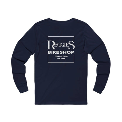 Reggies Bike Shop  Adult Jersey Long Sleeve Tee Printify