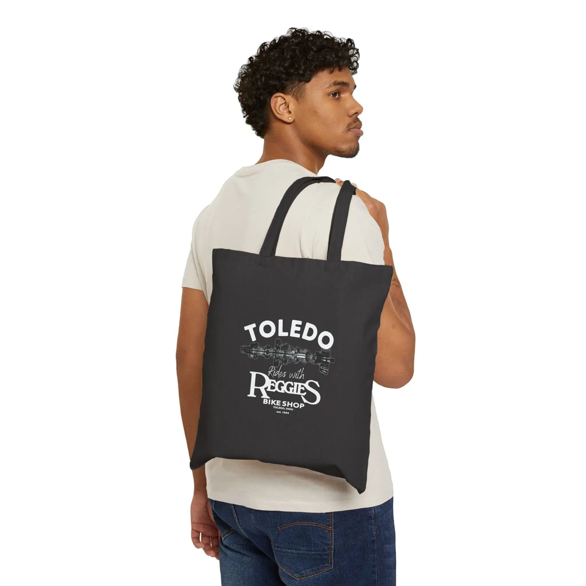 Reggies Bike Shop  Cotton Canvas Tote Bag Printify