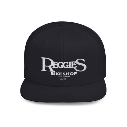 Reggies Bike Shop Flat Bill Snapback Hat Printify