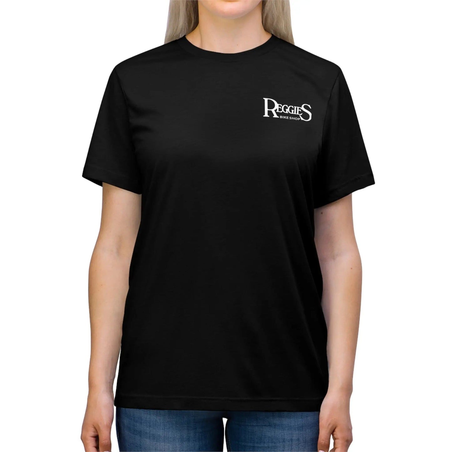 Reggies Square Logo Back T-Shirt Short Sleeve Adult Printify