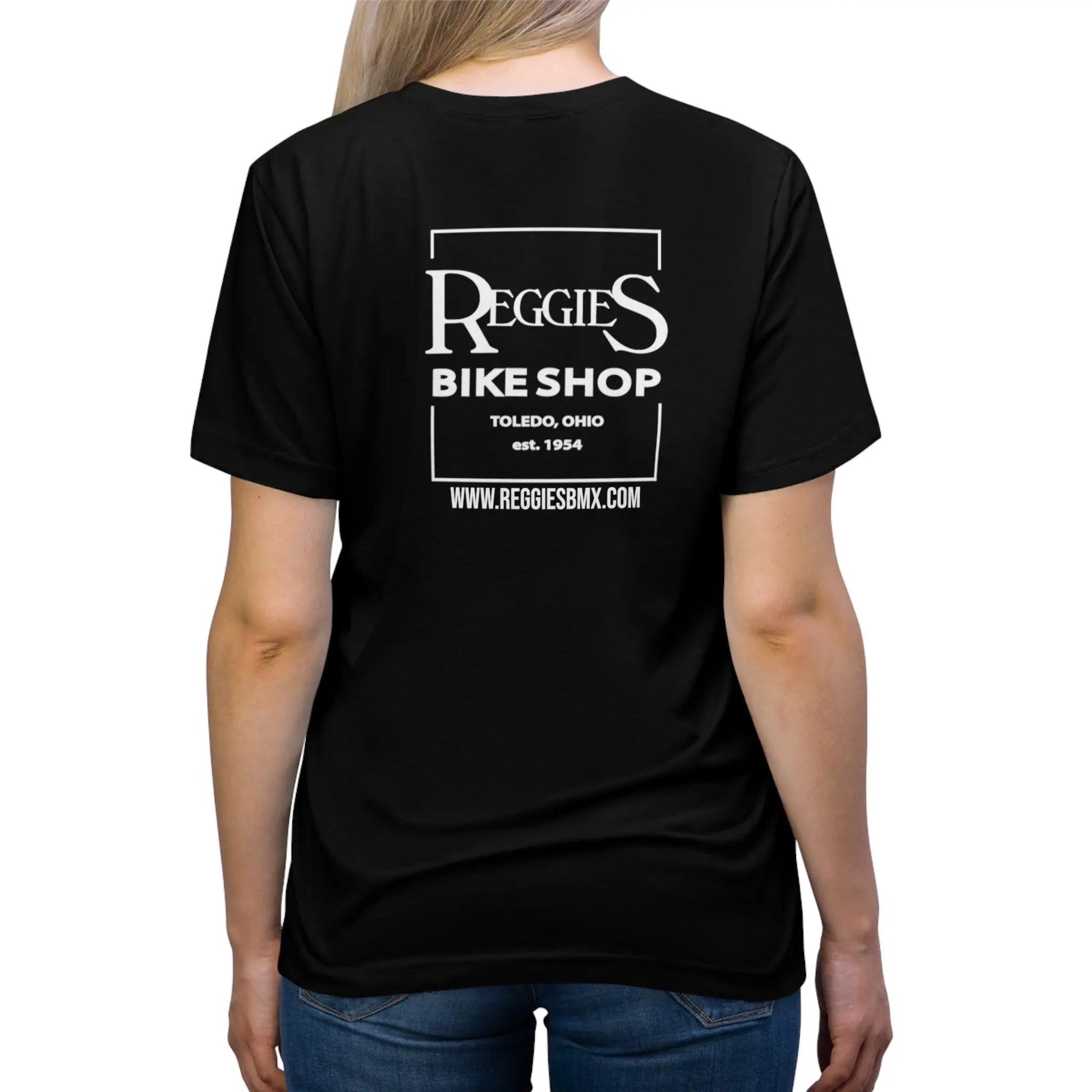 Reggies Square Logo Back T-Shirt Short Sleeve Adult Printify