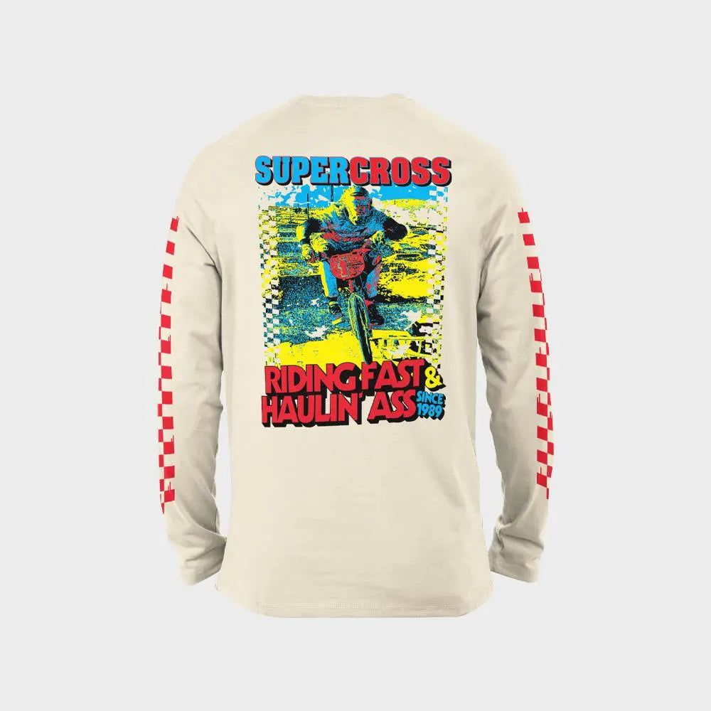 Supercross BMX Shirt Riding Fast and Haul Ass Long Sleeve T-Shirt - Reggies BMX