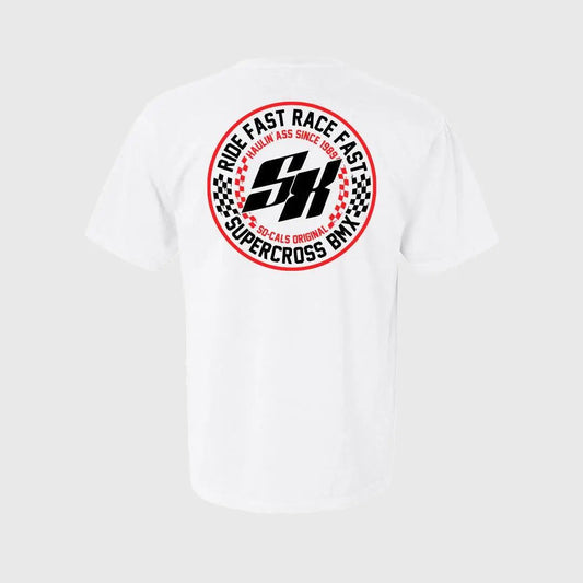 Supercross BMX Shirt White Speed Checks T-Shirt - Reggies BMX