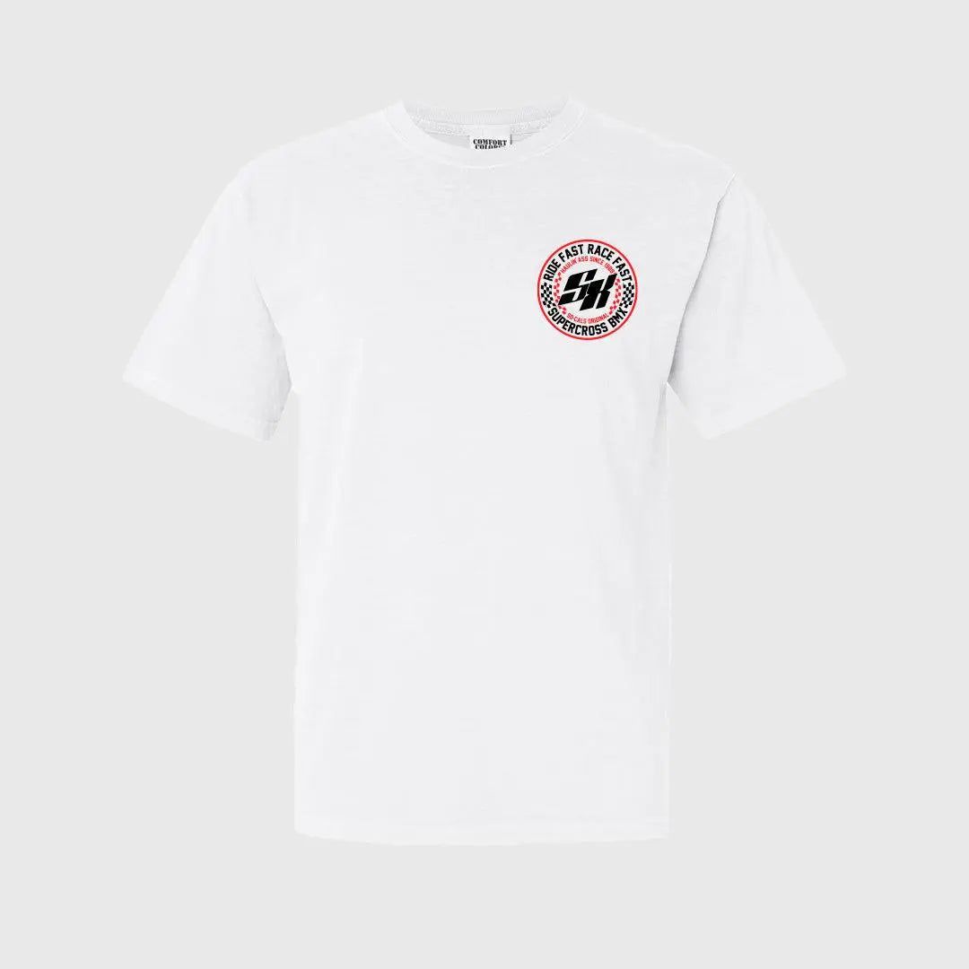 Supercross BMX Shirt White Speed Checks T-Shirt - Reggies BMX