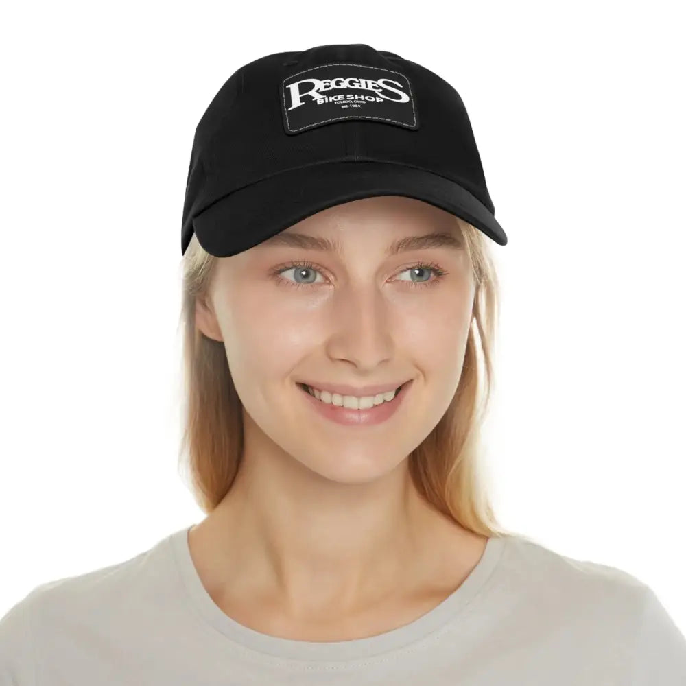 Leather Patch Dad Hat - Reggies Bike Shop Baseball Cap Printify