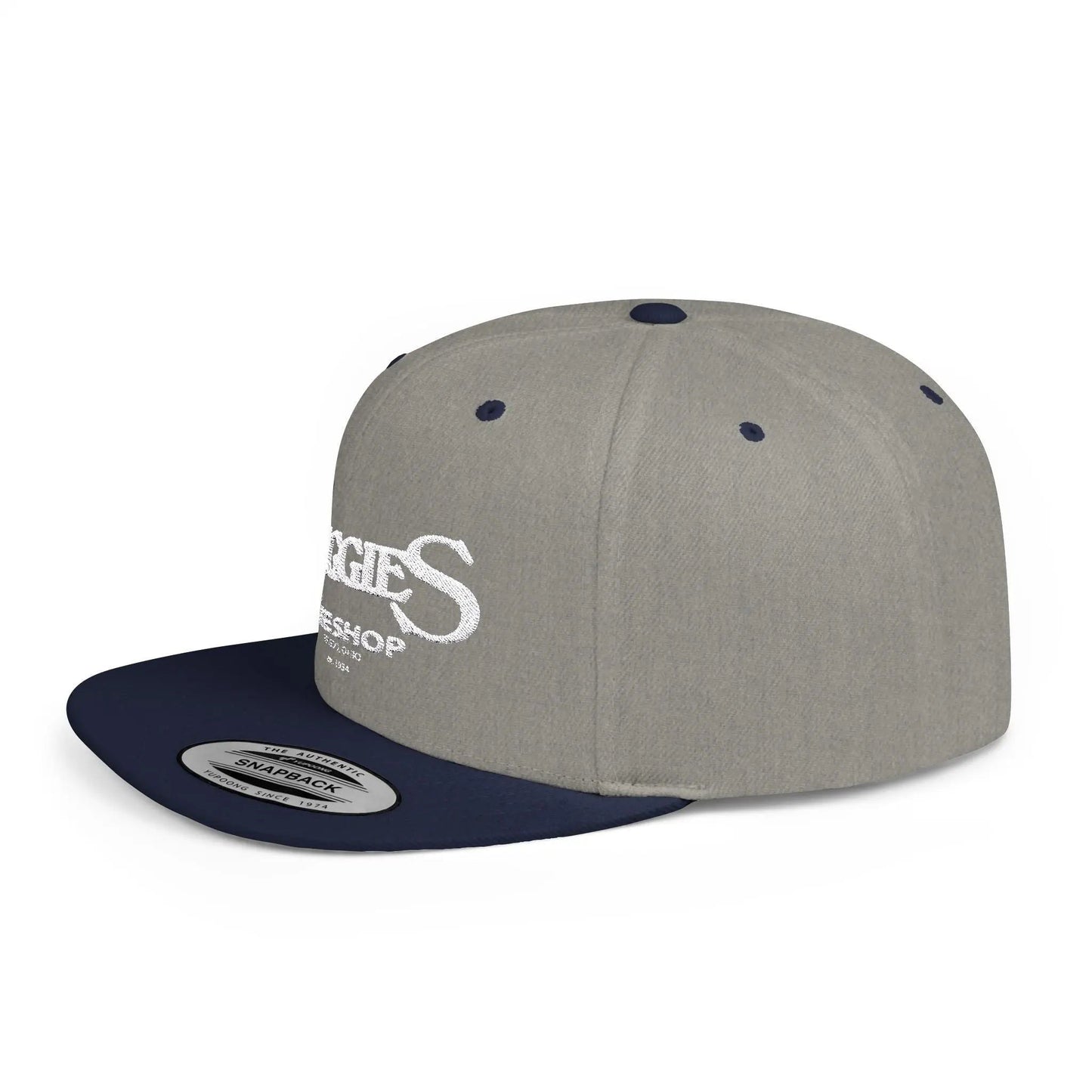 Reggies Bike Shop Flat Bill Snapback Hat Printify