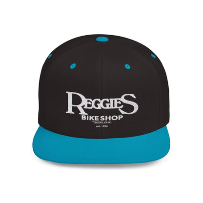 Reggies Bike Shop Flat Bill Snapback Hat Printify