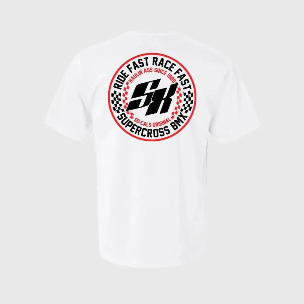 Supercross BMX Shirt White Speed Checks T-Shirt - Reggies BMX