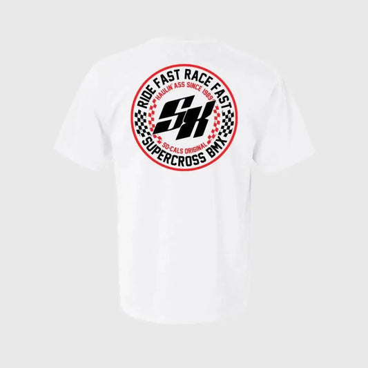 Supercross BMX Shirt White Speed Checks T-Shirt - Reggies BMX