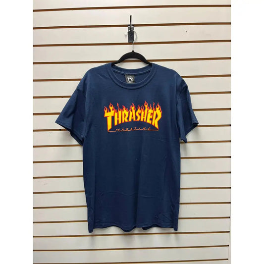 Thrasher Flame SS Navy Large - Reggies BMX